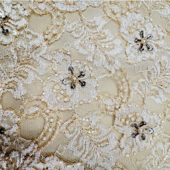 Vintage Stenay 80's Champagne Beaded Gown Size P10 - Picture 2 of 7